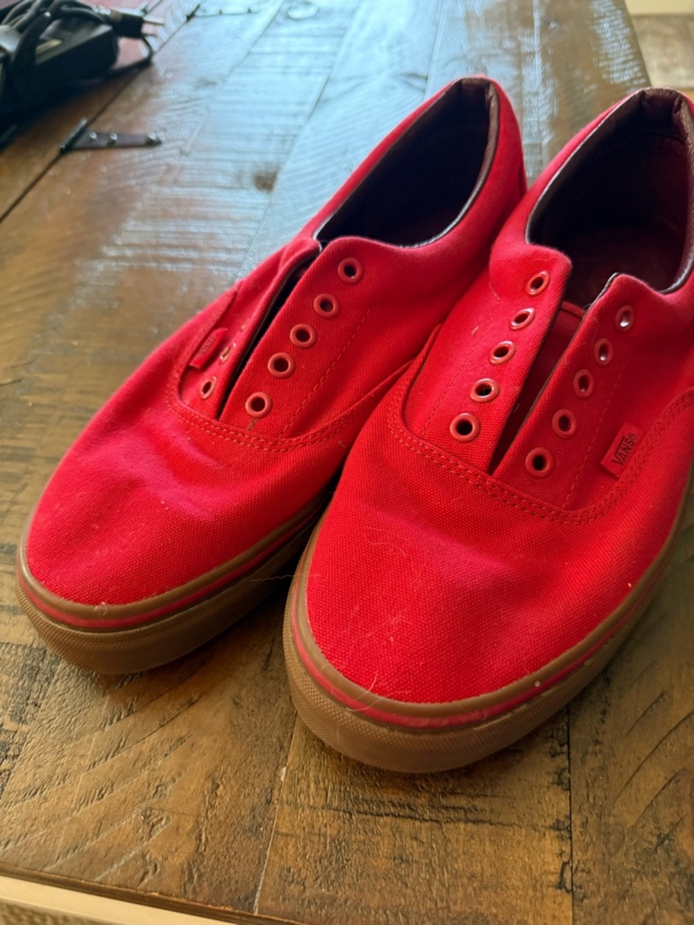 Vans Red Canvas Authentics with Gum Sole